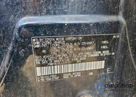 2018 Toyota Rav4 Le из США, поврежденный, VIN JTMBFREVXJJ239101